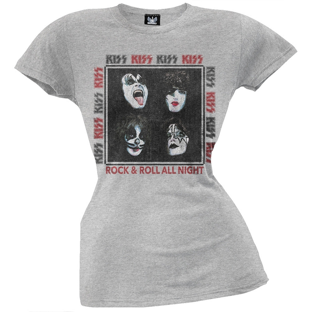 Kiss - Rock & Roll All Night Juniors T-Shirt Juniors T-Shirts Kiss MD Grey