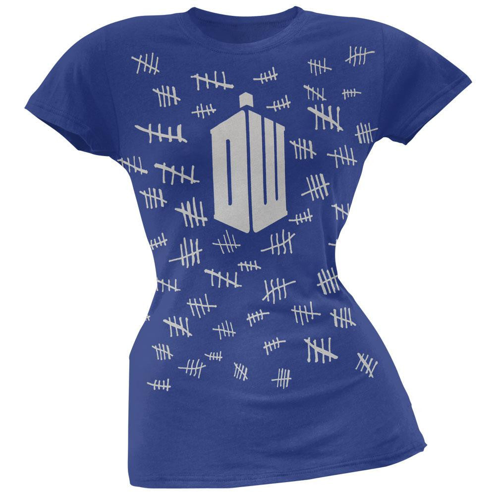 Doctor Who - Tally Marks Juniors T-Shirt Juniors T-Shirts Doctor Who SM Blue 