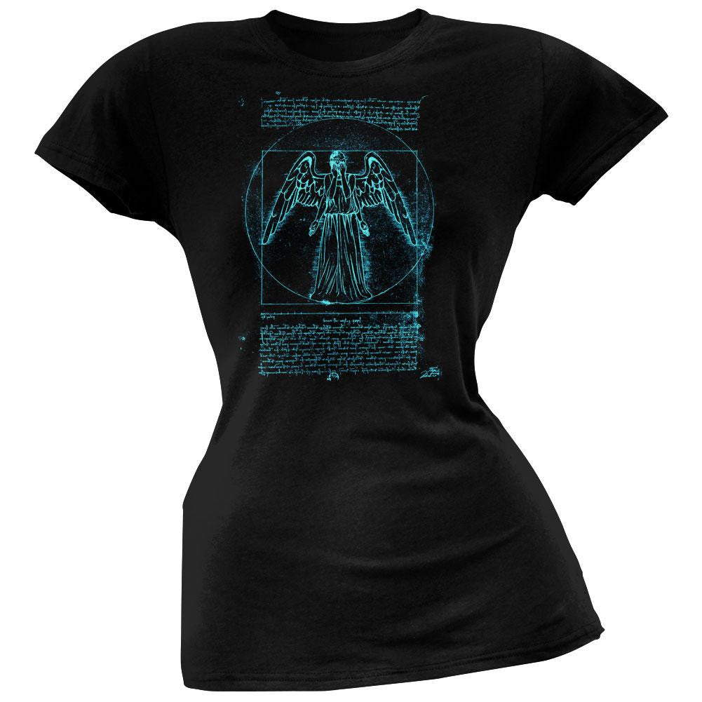 Doctor Who - Vitruvian Angel Juniors T-Shirt Juniors T-Shirts Doctor Who SM Black 