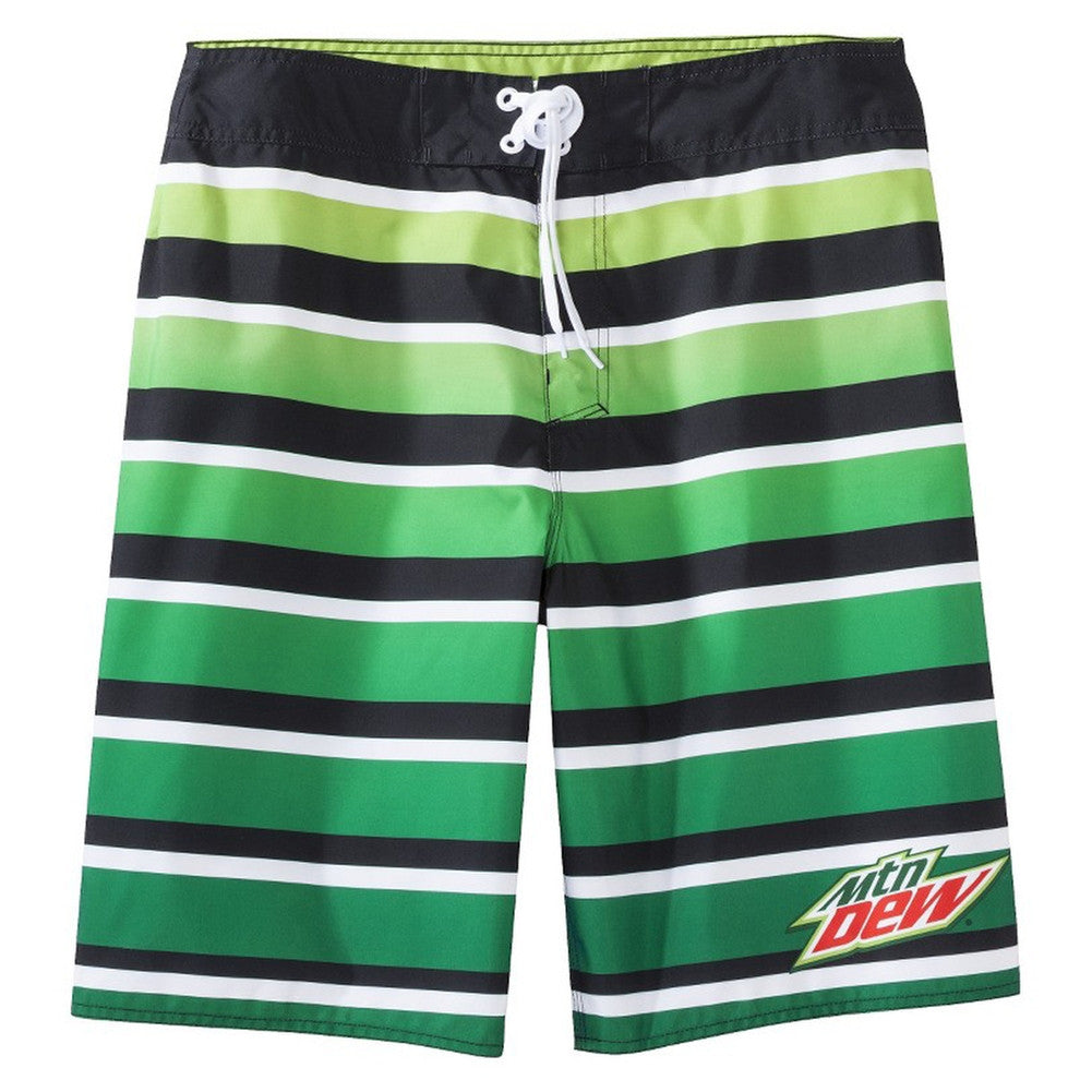 Mountain Dew - Logo Gradient Green Stripe Board Shorts Men's Swim Trunks & Board Shorts Mountain Dew LG Green