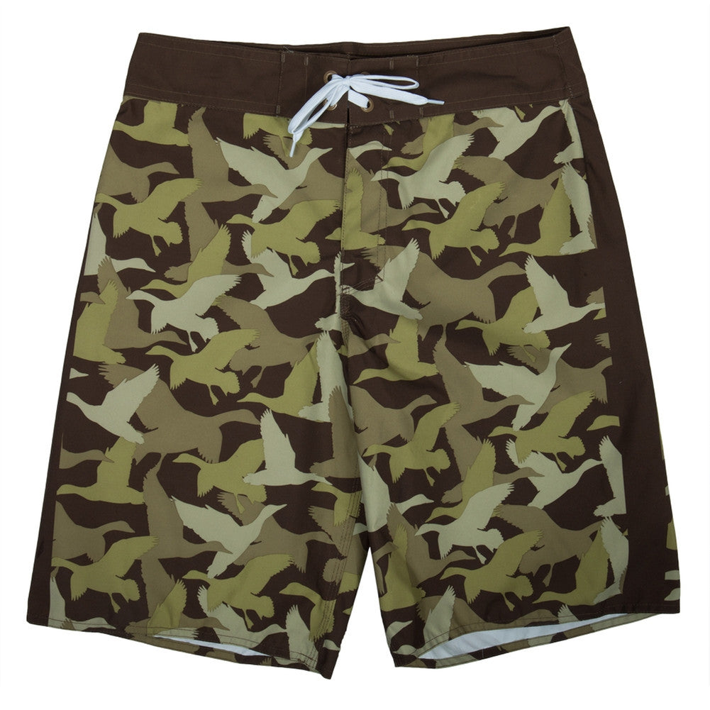 Duck Dynasty - Duck Camo Print Brown Board Shorts Men's Swim Trunks & Board Shorts Duck Dynasty SM Olive 