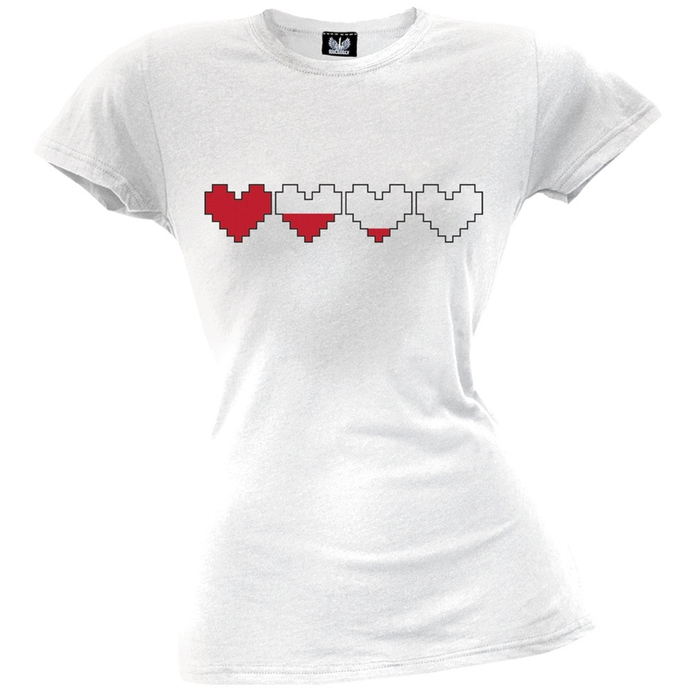 Valentine's Day - 8-Bit Heart Juniors White T-Shirt Juniors T-Shirts Old Glory SM White 