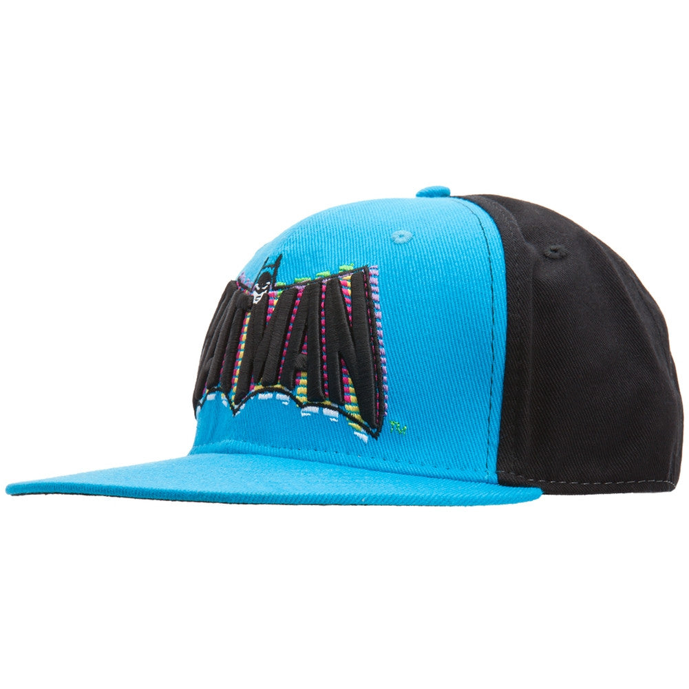 Batman - Neon Logo Fitted Cap Fitted Baseball Caps Batman LG Black