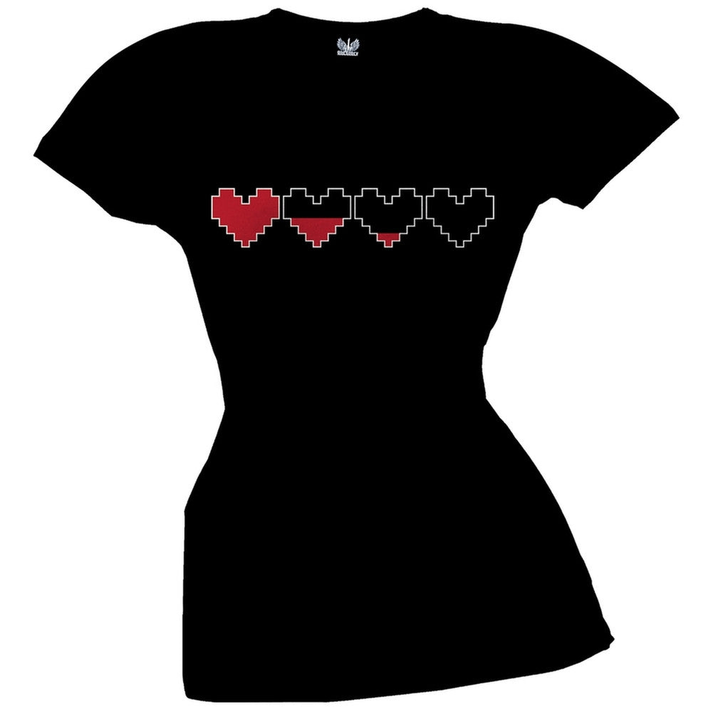 Valentine's Day - 8-Bit Heart Juniors White T-Shirt Juniors T-Shirts Old Glory SM Black 