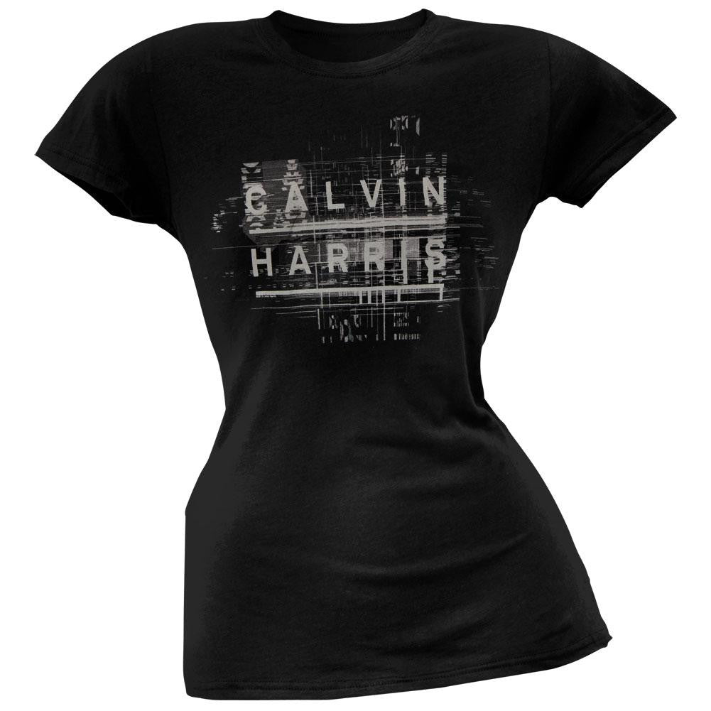 Calvin Harris - Name Logo Soft Juniors T-Shirt Juniors T-Shirts Calvin Harris LG Black 