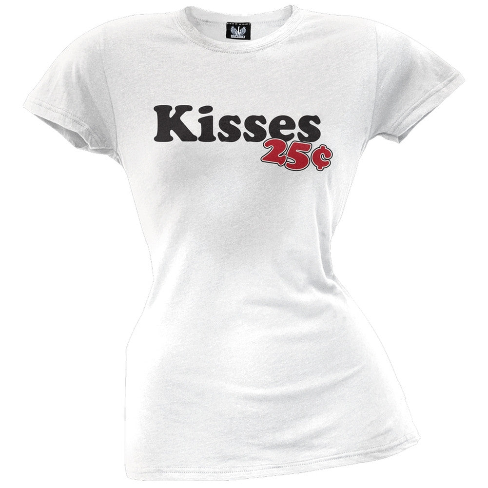 Kisses 25 Cents Juniors T-Shirt Juniors T-Shirts Old Glory SM White 