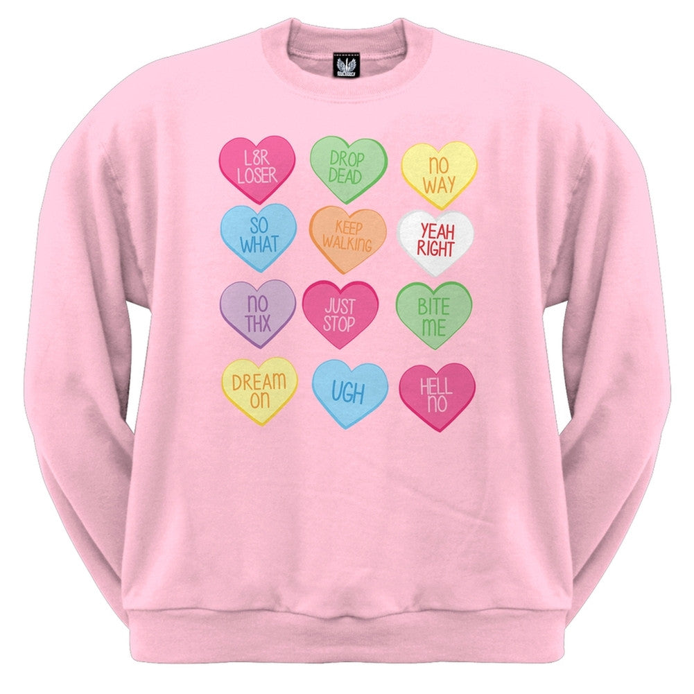 Valentine's Day - Anti-Love Candy Hearts Crewneck Sweatshirt Men's Sweatshirts Old Glory   