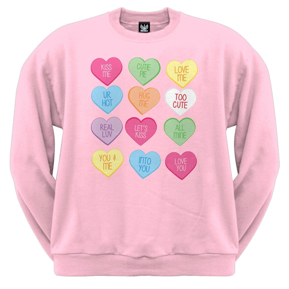 Valentine's Day - Candy Hearts Crewneck Adult Sweatshirt Men's Sweatshirts Old Glory   