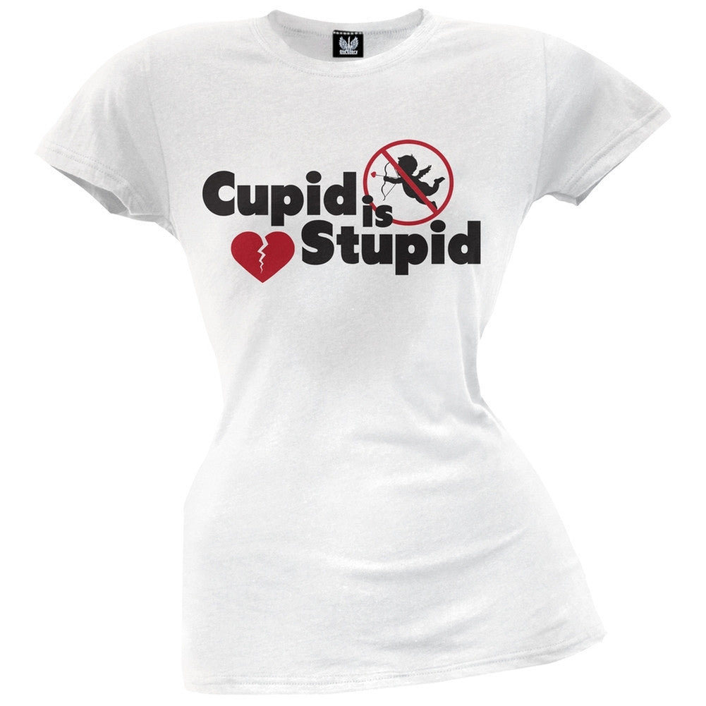 Cupid is Stupid Juniors T-Shirt Juniors T-Shirts Old Glory   