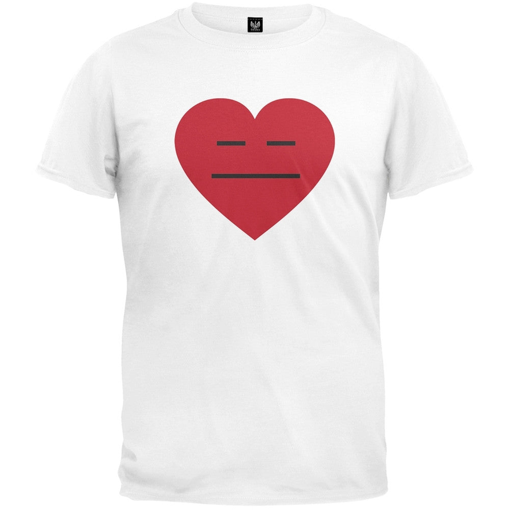 Meh Heart Face White T-Shirt Men's T-Shirts Old Glory   