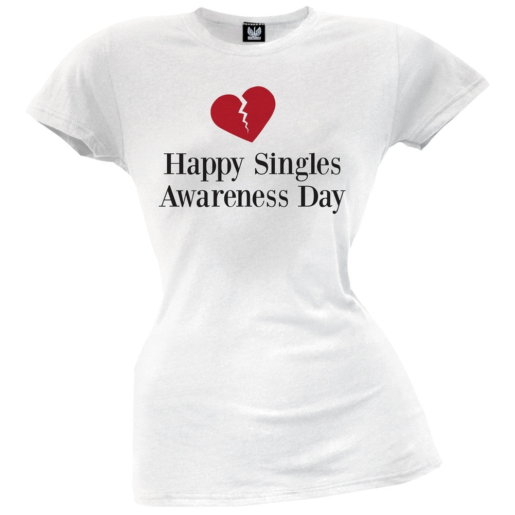 Happy Singles Awareness Day Juniors T-Shirt Juniors T-Shirts Old Glory   