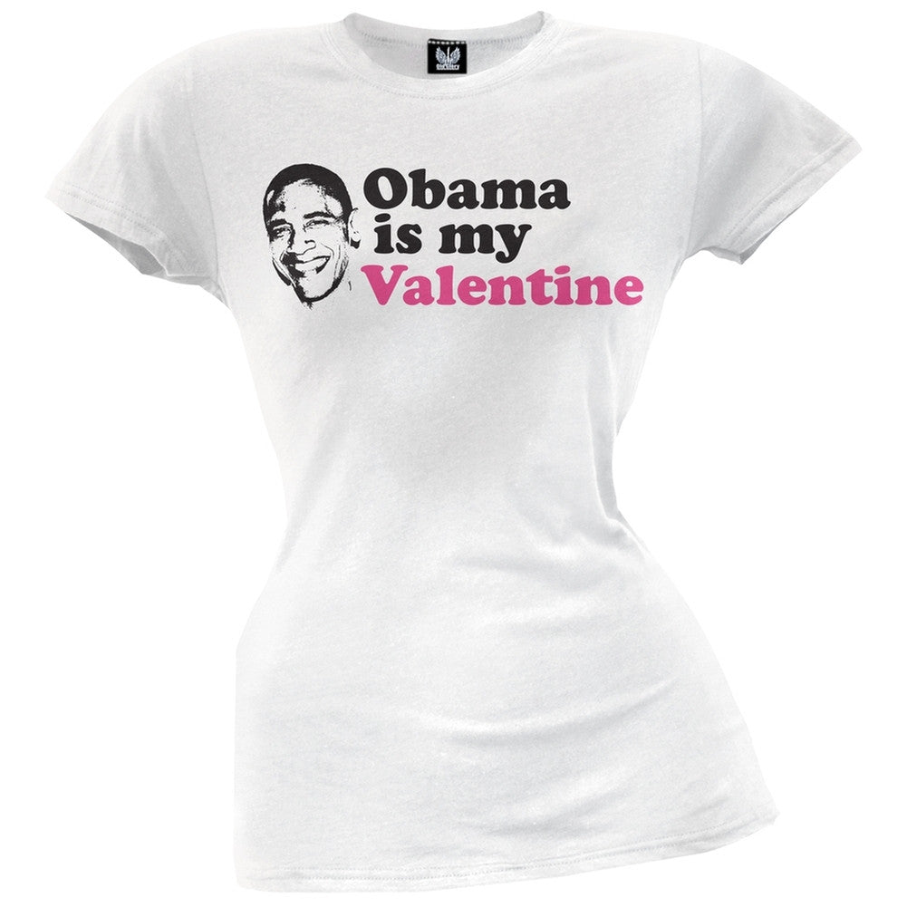 Obama is My Valentine Juniors T-Shirt Juniors T-Shirts Old Glory   