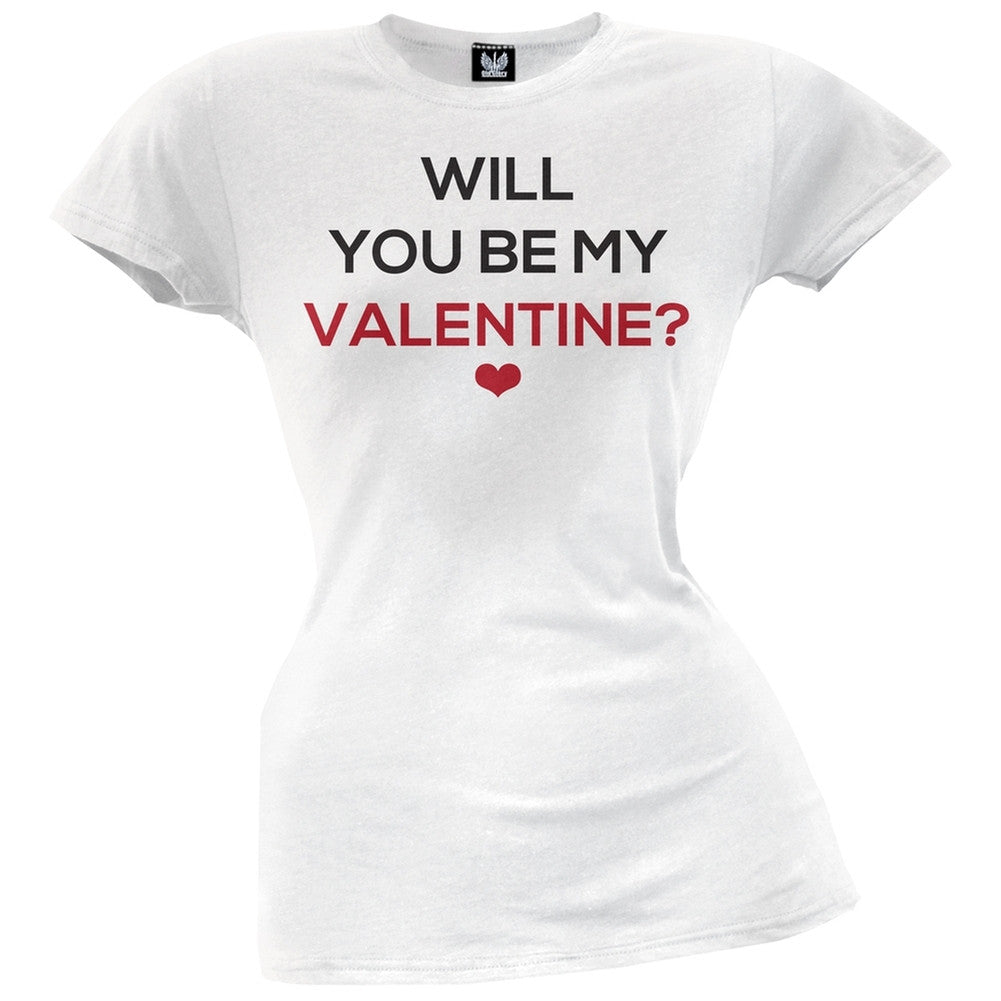 Will You Be My Valentine? Juniors T-Shirt Juniors T-Shirts Old Glory   