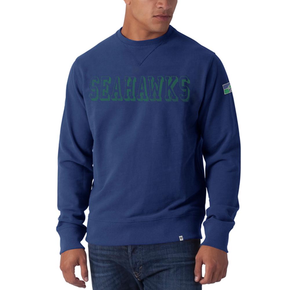 Seattle Seahawks - Bleacher Striker Premium Crew Neck Sweatshirt Men's Sweatshirts Seattle Seahawks SM Blue