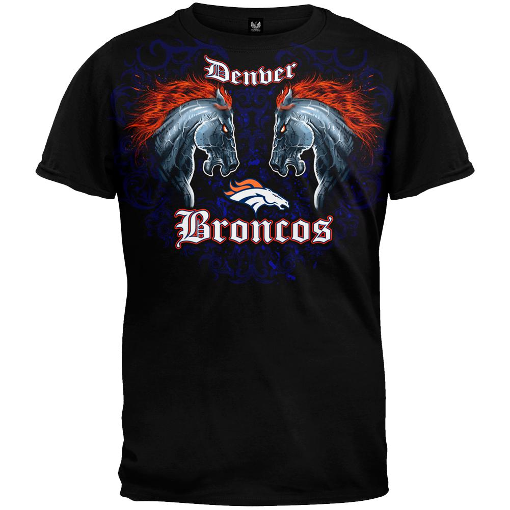 Denver Broncos - Face Off T-Shirt Men's T-Shirts Denver Broncos MD Black