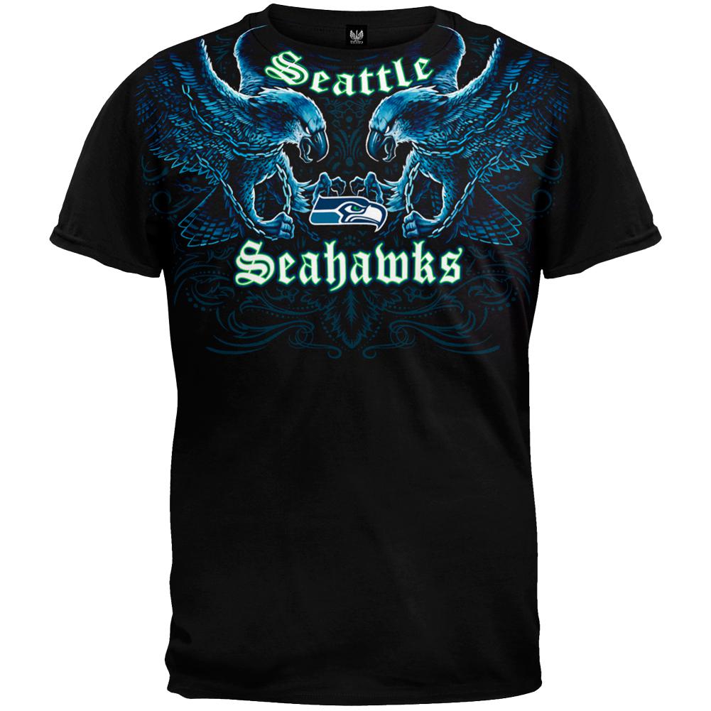 Seattle Seahawks - Face Off T-Shirt Men's T-Shirts Seattle Seahawks 2XL Black 
