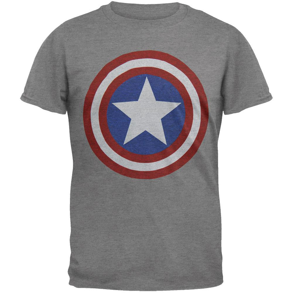 Captain America - Shield Logo Adult Soft T-Shirt Men's T-Shirts Captain America 2XL Grey 