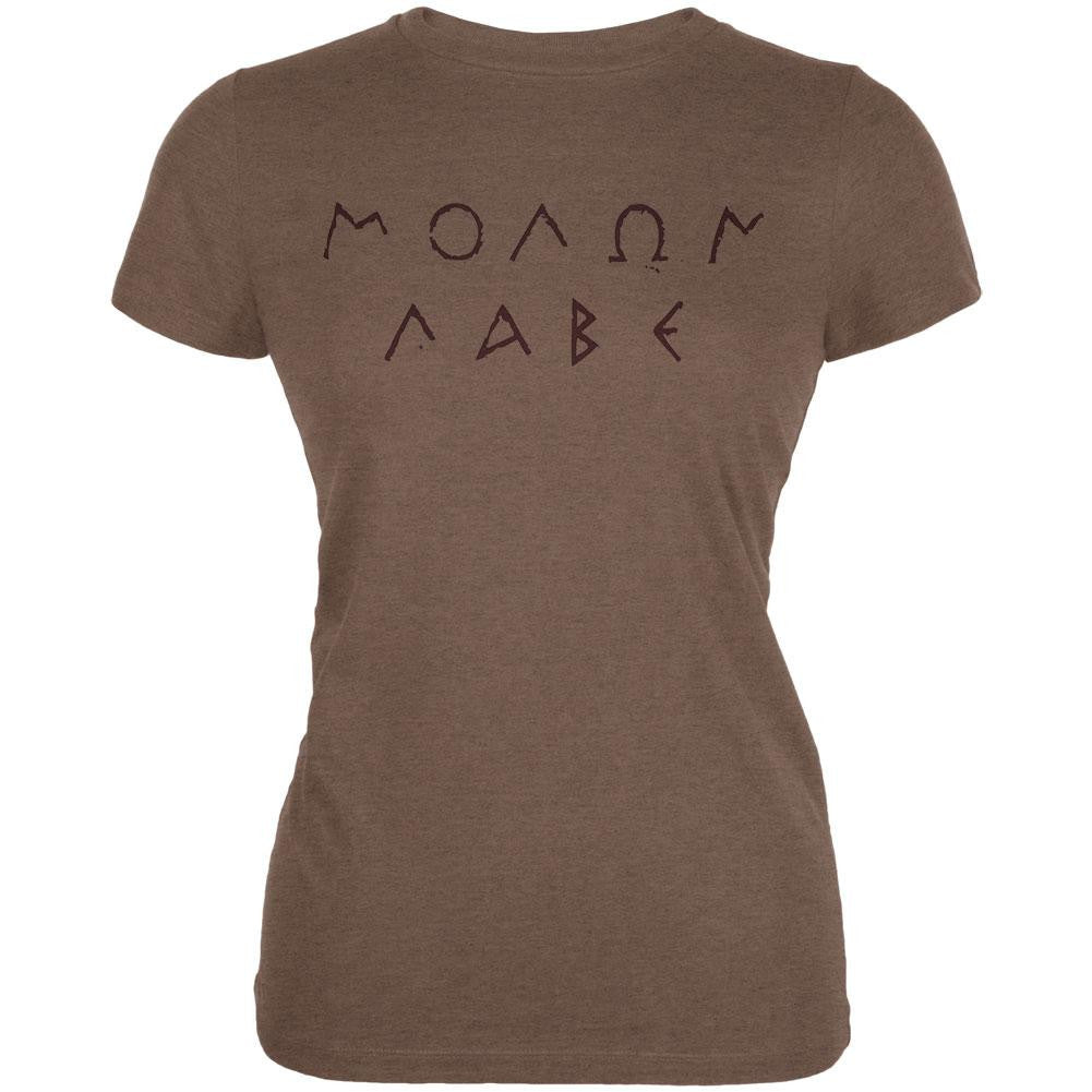 Molon Labe Ancient Greek Letters Juniors Heather Brown T-Shirt Juniors T-Shirts Old Glory 2XL Beige 