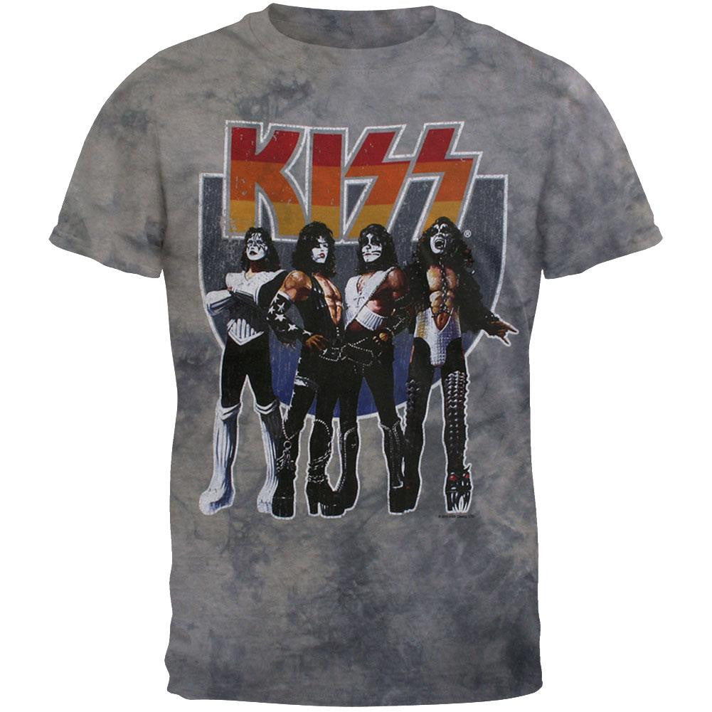 Kiss - Shock Me Grey Tie Dye T-Shirt Men's T-Shirts Kiss MD Grey