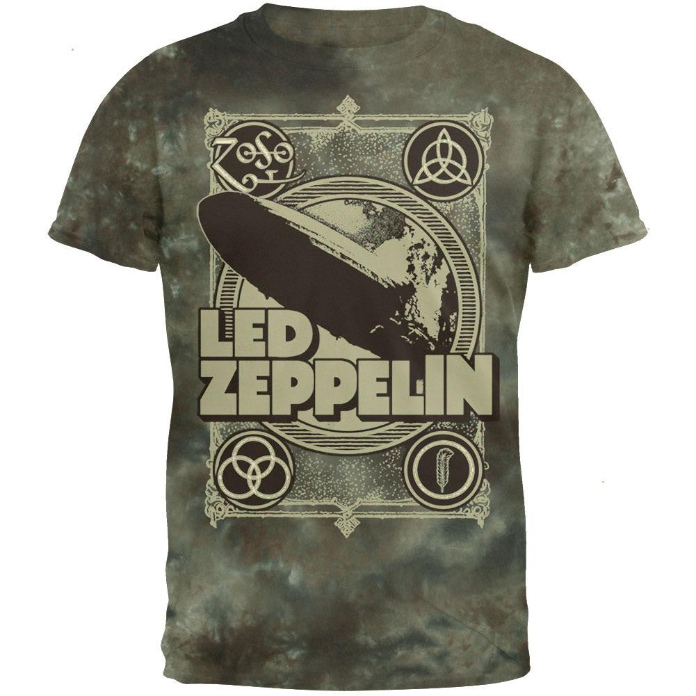 Led Zeppelin - Poster Tie Dye T-Shirt Men's T-Shirts Led Zeppelin SM Olive 