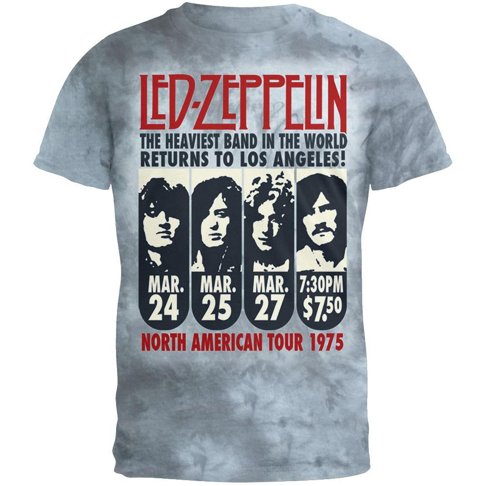 Led Zeppelin - L.A. 1975 Tie Dye T-Shirt Men's T-Shirts Led Zeppelin MD Grey