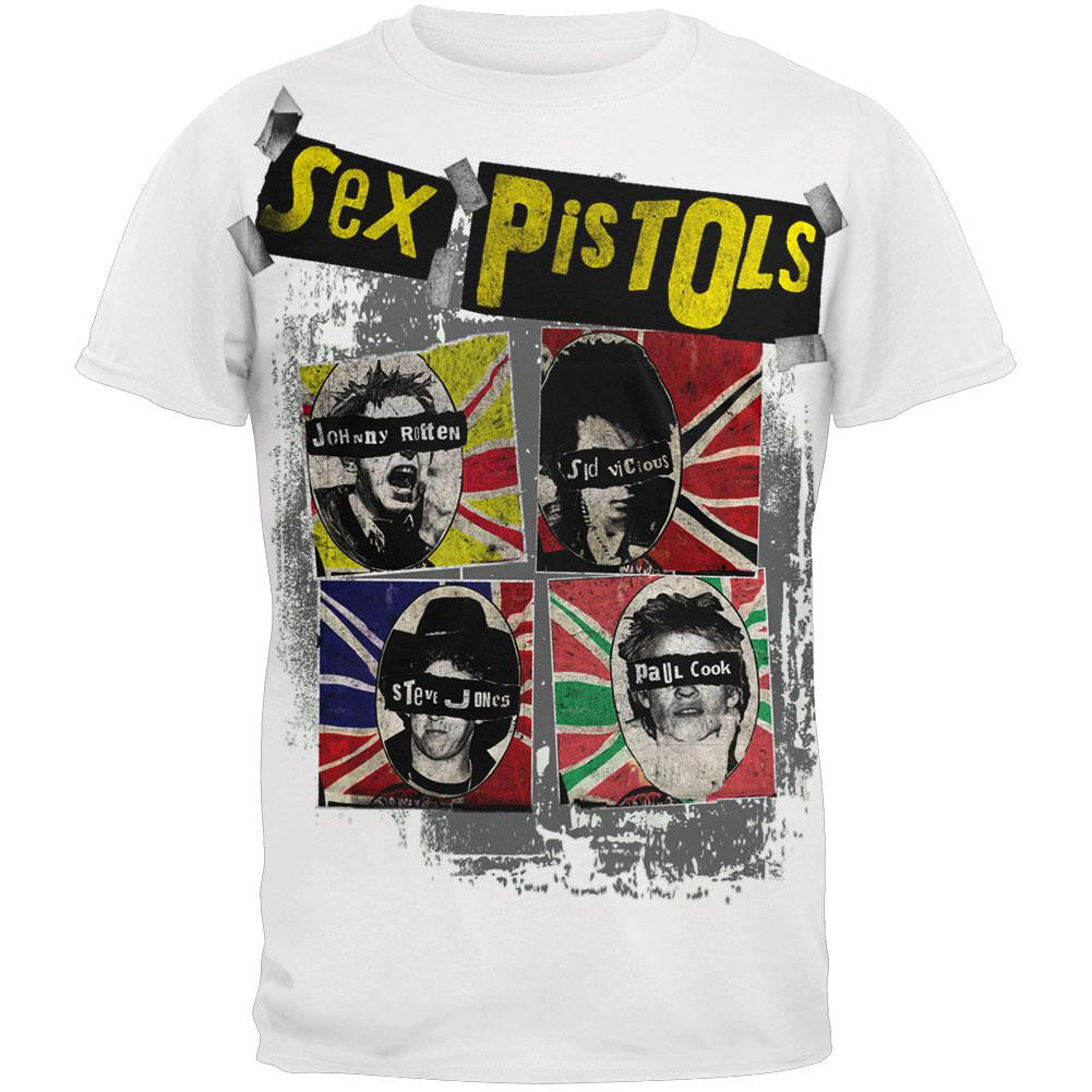 Sex Pistols Band Members Mens T Shirt - White Men's T-Shirts Sex Pistols SM White 