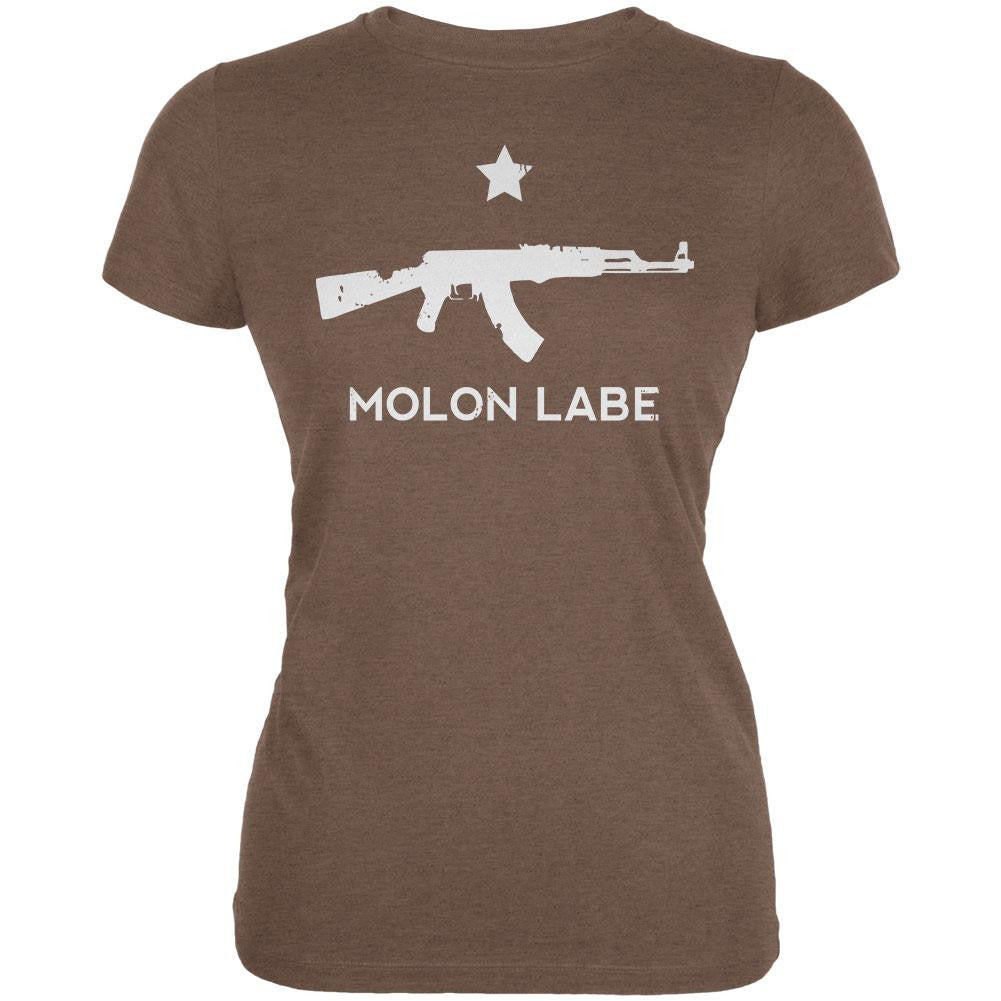 Molon Labe AK47 Heather Brown Juniors T-shirt Juniors T-Shirts Old Glory 2XL Beige 