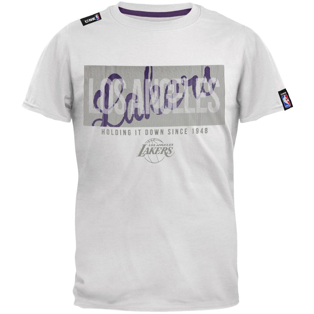 Los Angeles Lakers - Fine Line T-Shirt Men's T-Shirts Los Angeles Lakers 2XL White 