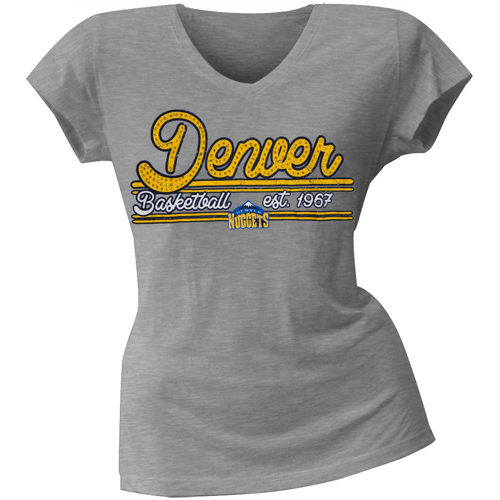 Denver Nuggets - Center Juniors V-Neck T-Shirt Juniors T-Shirts Denver Nuggets LG Grey 