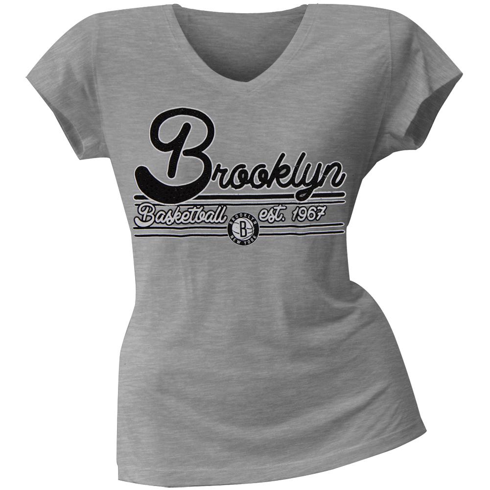 Brooklyn Nets - Center Juniors V-Neck T-Shirt Juniors T-Shirts Denver Nuggets SM Grey