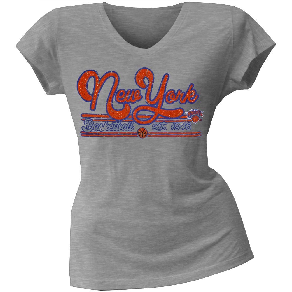 New York Knicks - Center Juniors V-Neck T-Shirt Juniors T-Shirts New York Knicks LG Grey 