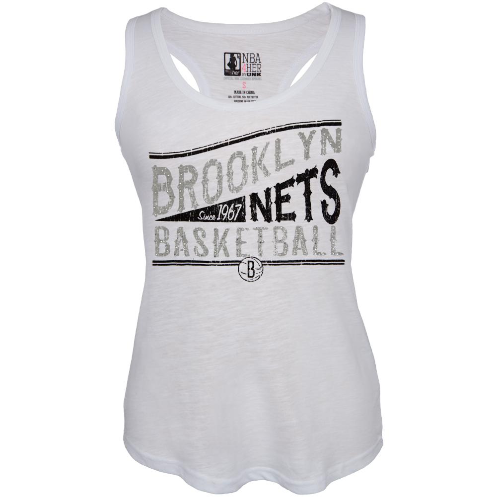 Brooklyn Nets - Buzzer Beater Juniors Tank Top Juniors Tank Tops Brooklyn Nets SM White