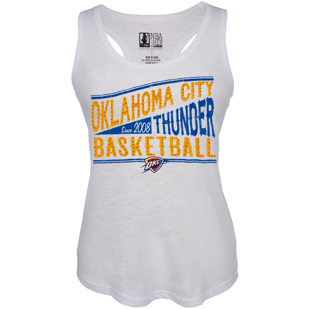 Oklahoma City Thunder - Buzzer Beater Juniors Tank Top Juniors Tank Tops Oklahoma City Thunder LG White 