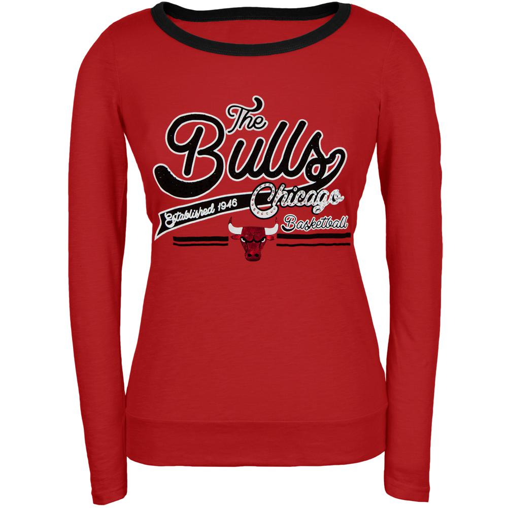 Chicago Bulls - Free Throw Juniors Long Sleeve T-Shirt Juniors Long Sleeves Chicago Bulls LG Red 