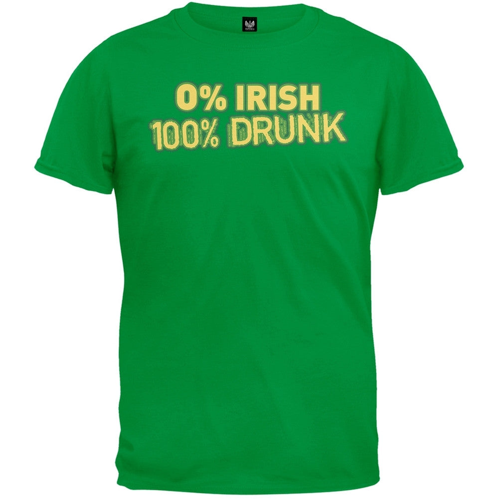 St. Patricks Day - 0% Irish 100% Drunk Green T-Shirt Men's T-Shirts Old Glory   