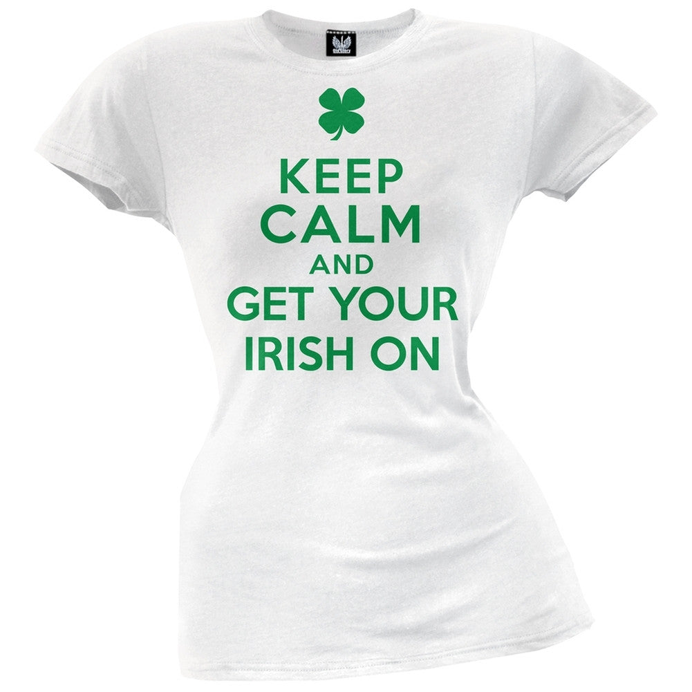 St. Patricks Day - Keep Calm and Get Your Irish On Juniors T-Shirt Juniors T-Shirts Old Glory   