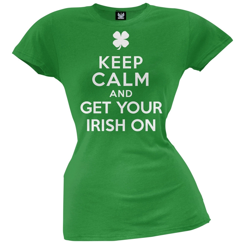 St. Patricks Day - Keep Calm and Get Your Irish On Juniors T-Shirt Juniors T-Shirts Old Glory   