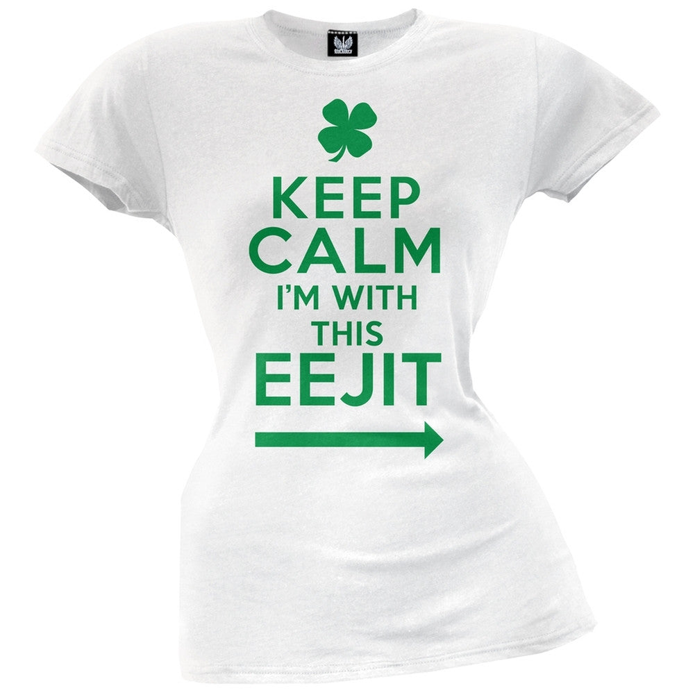 Keep Calm I'm With This EEJIT Juniors T-Shirt Juniors T-Shirts Old Glory   