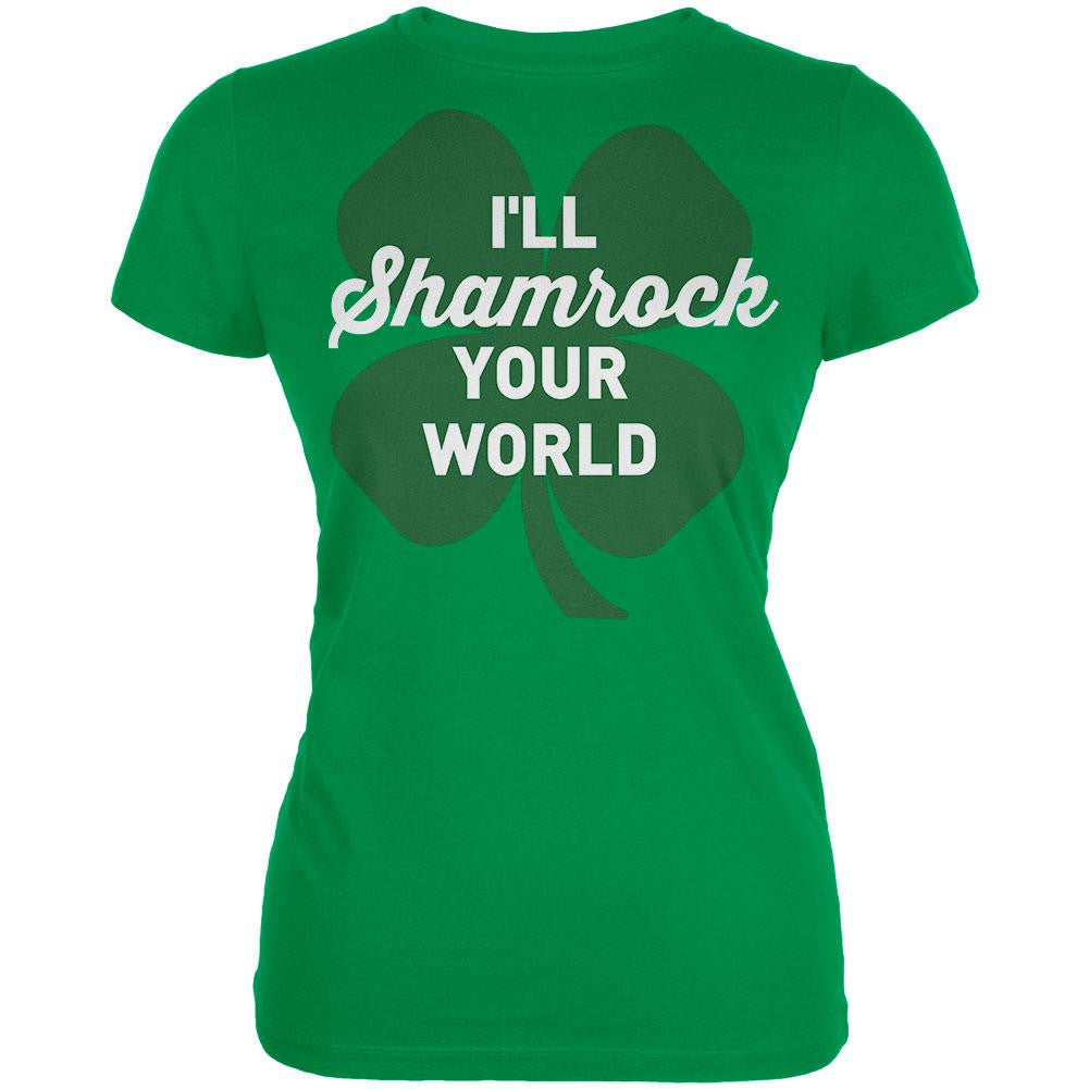 I'll Shamrock Your World Juniors T-Shirt Juniors T-Shirts Old Glory 2XL Green 