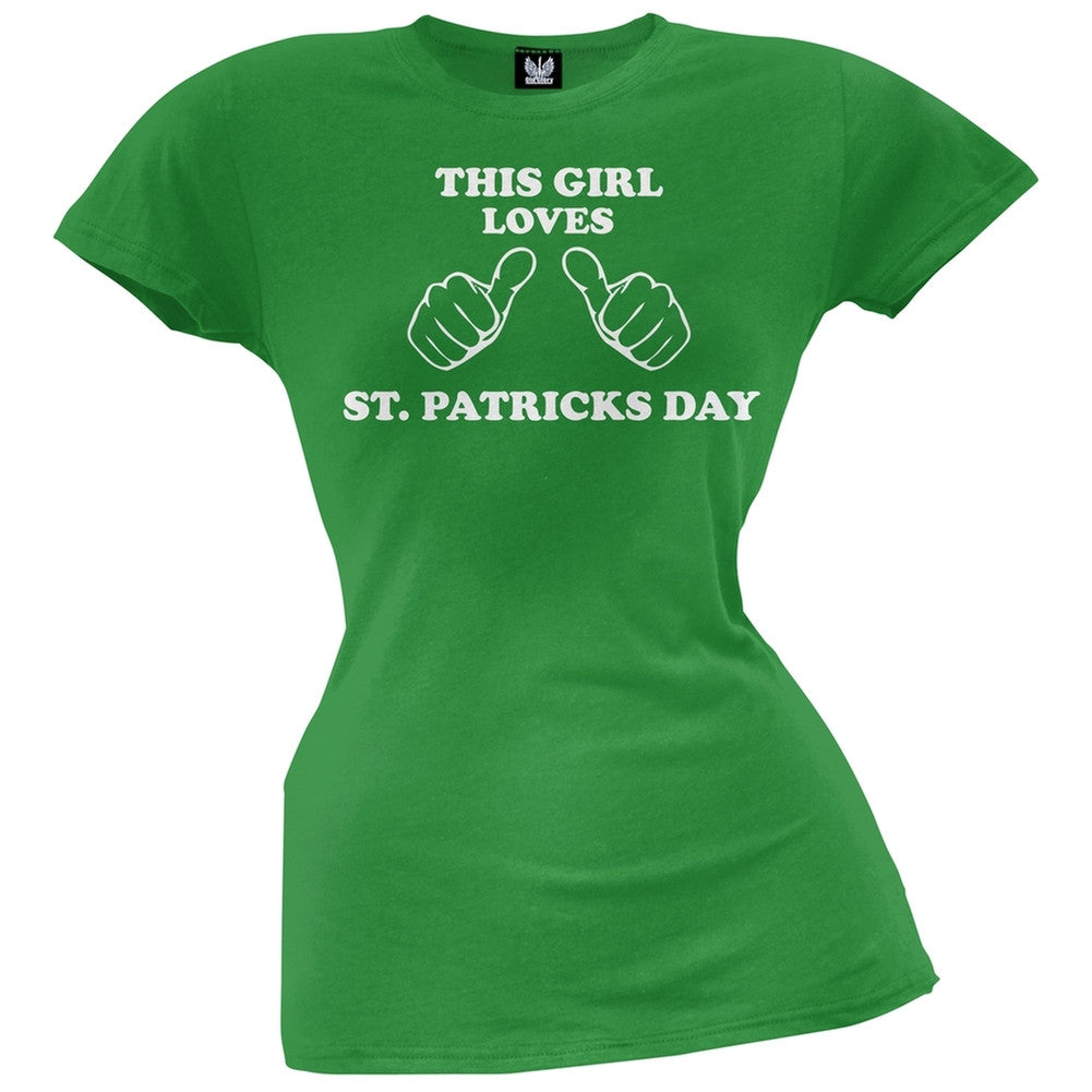 St. Patricks Day - This Girls Loves St. Patrick's Day Juniors T-Shirt Juniors T-Shirts Old Glory   