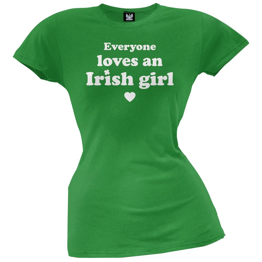 Everyone Loves an Irish Girl Juniors T-Shirt Juniors T-Shirts Old Glory SM Green 