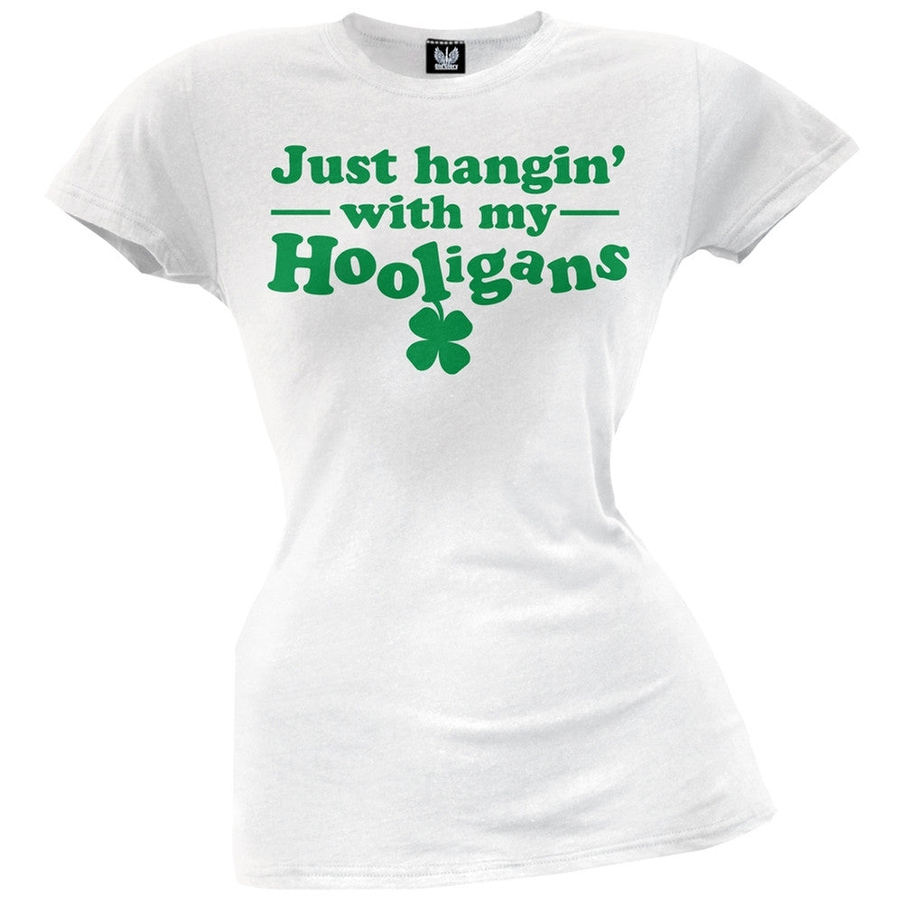 Just Hangin' with my Hooligans Juniors T-Shirt Juniors T-Shirts Old Glory   
