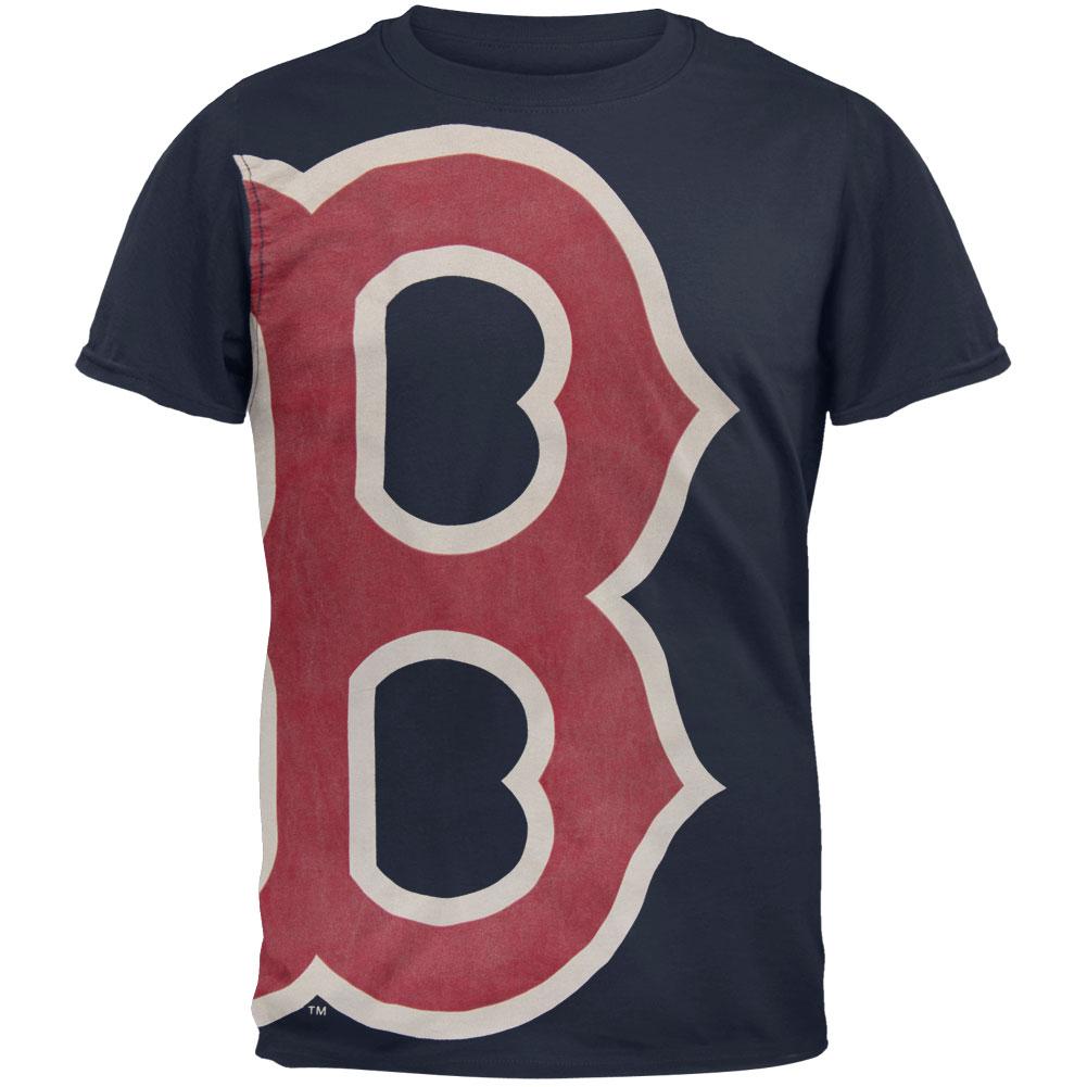 Boston Red Sox - Overgrown Logo Soft T-Shirt Men's T-Shirts Boston Red Sox SM Blue 