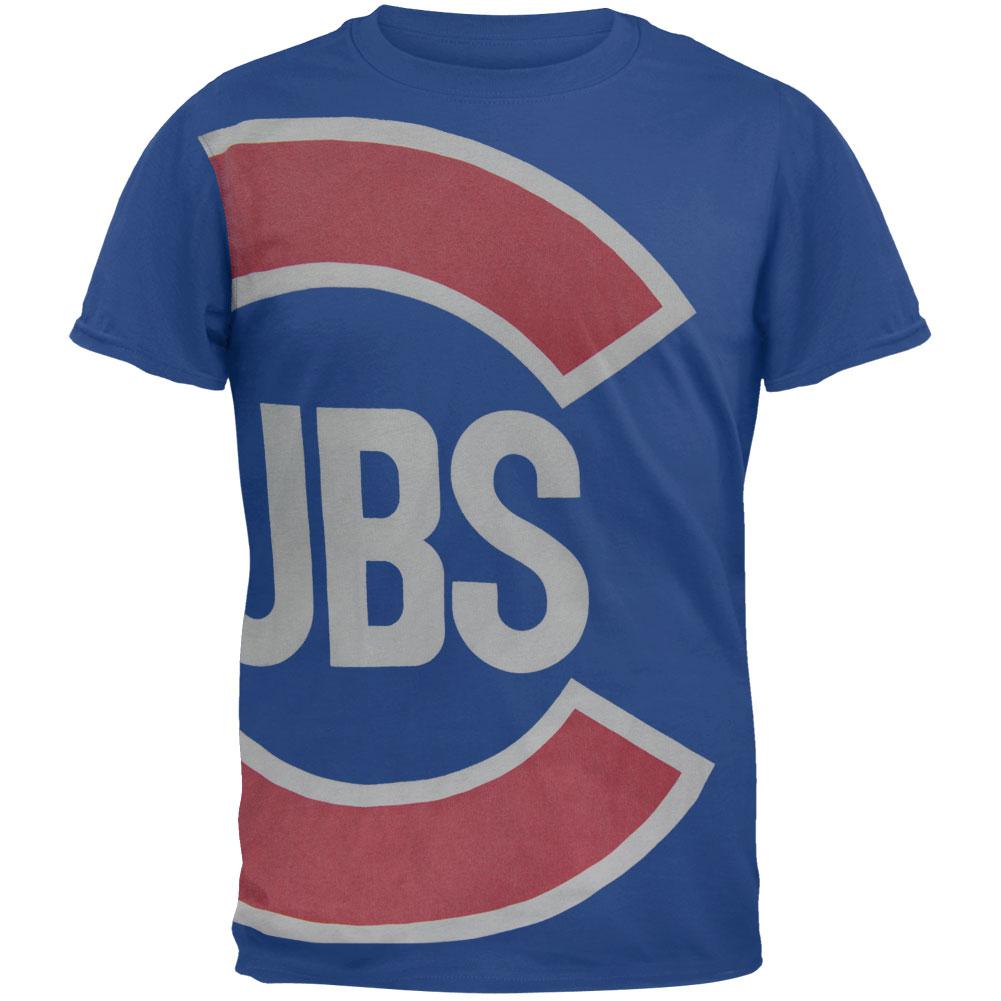 Chicago Cubs - Overgrown Logo Blue Soft T-Shirt Men's T-Shirts Chicago Cubs SM Blue 