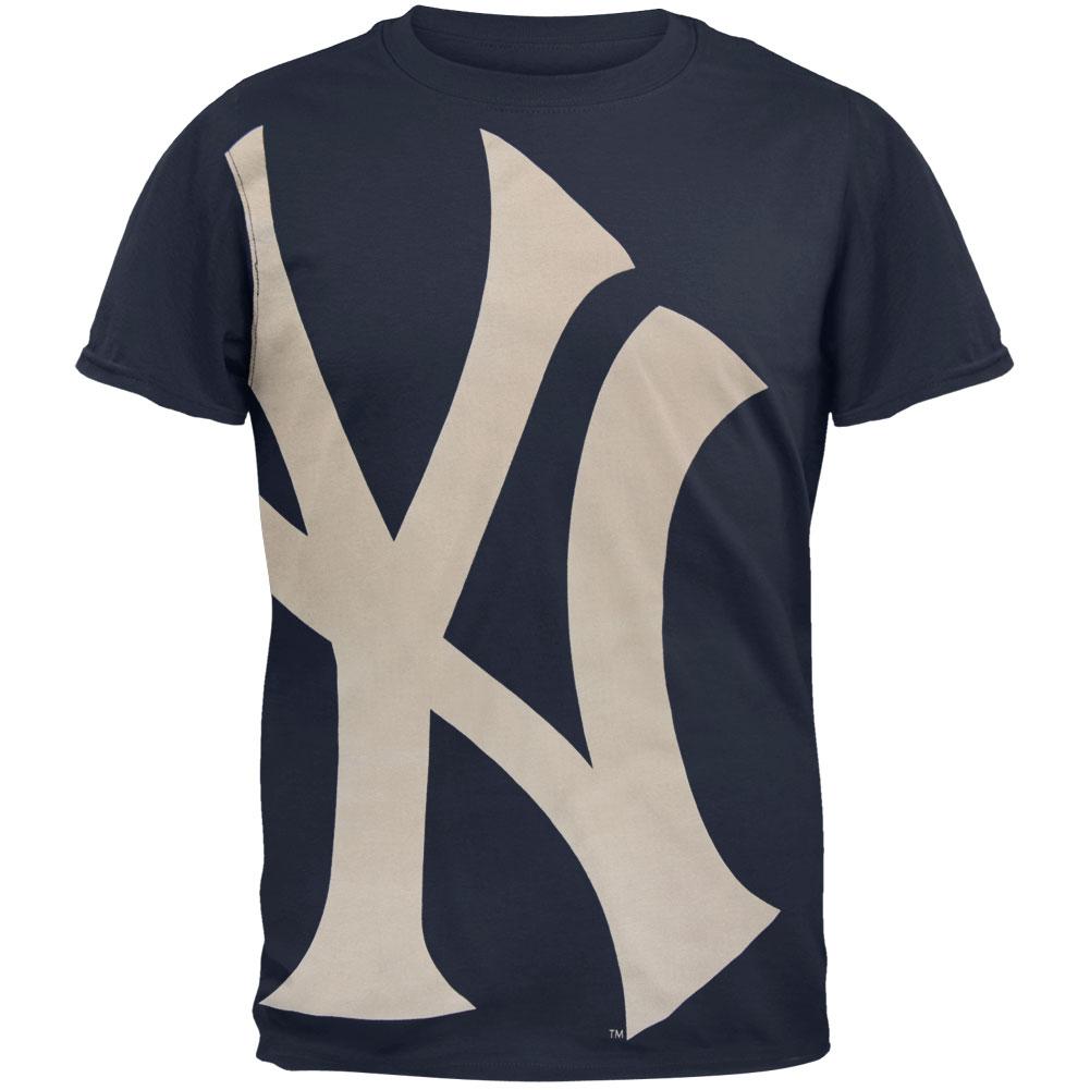 New York Yankees - Overgrown Logo Soft T-Shirt Men's T-Shirts New York Yankees 2XL Blue 