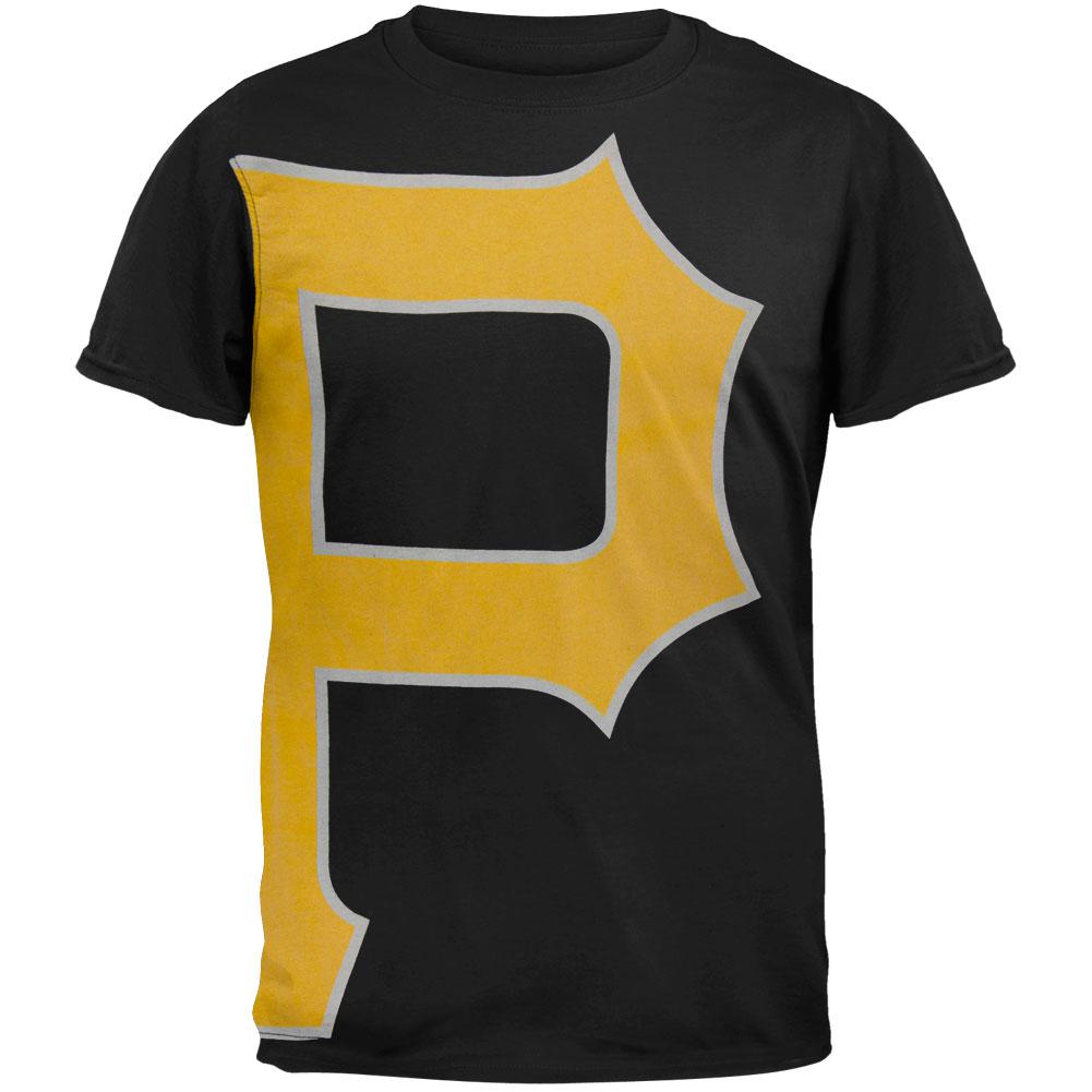 Pittsburgh Pirates - Overgrown Logo Soft T-Shirt Men's T-Shirts Pittsburgh Pirates 2XL Black 