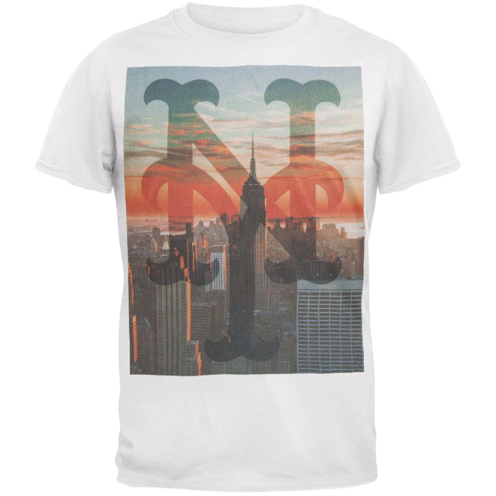 New York Mets - Sinatra City Scene Soft T-Shirt Men's T-Shirts New York Mets SM White