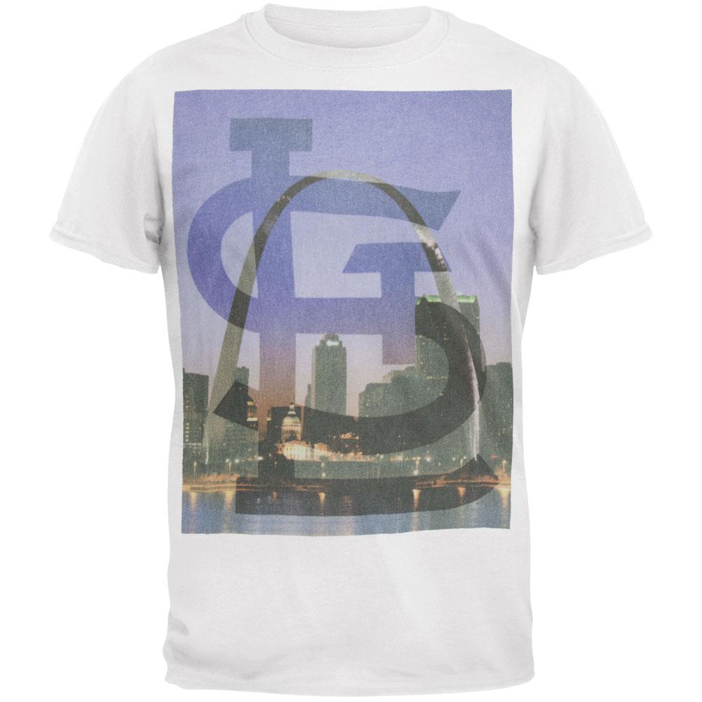 St. Louis Cardinals - Sinatra City Scene Soft T-Shirt Men's T-Shirts St. Louis Cardinals SM White 