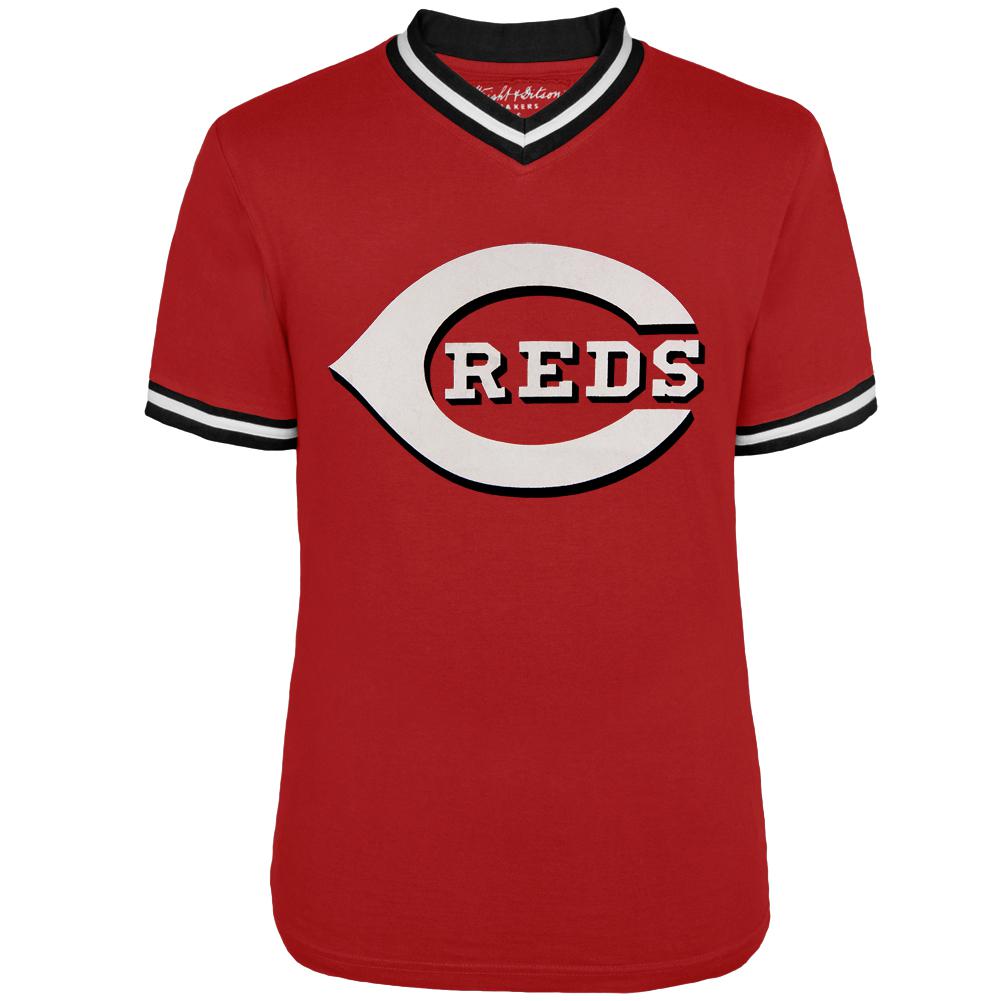 Cincinnati Reds - Logo Eephus V-Neck Jersey T-Shirt Men's Baseball Jerseys Cincinnati Reds SM Red 