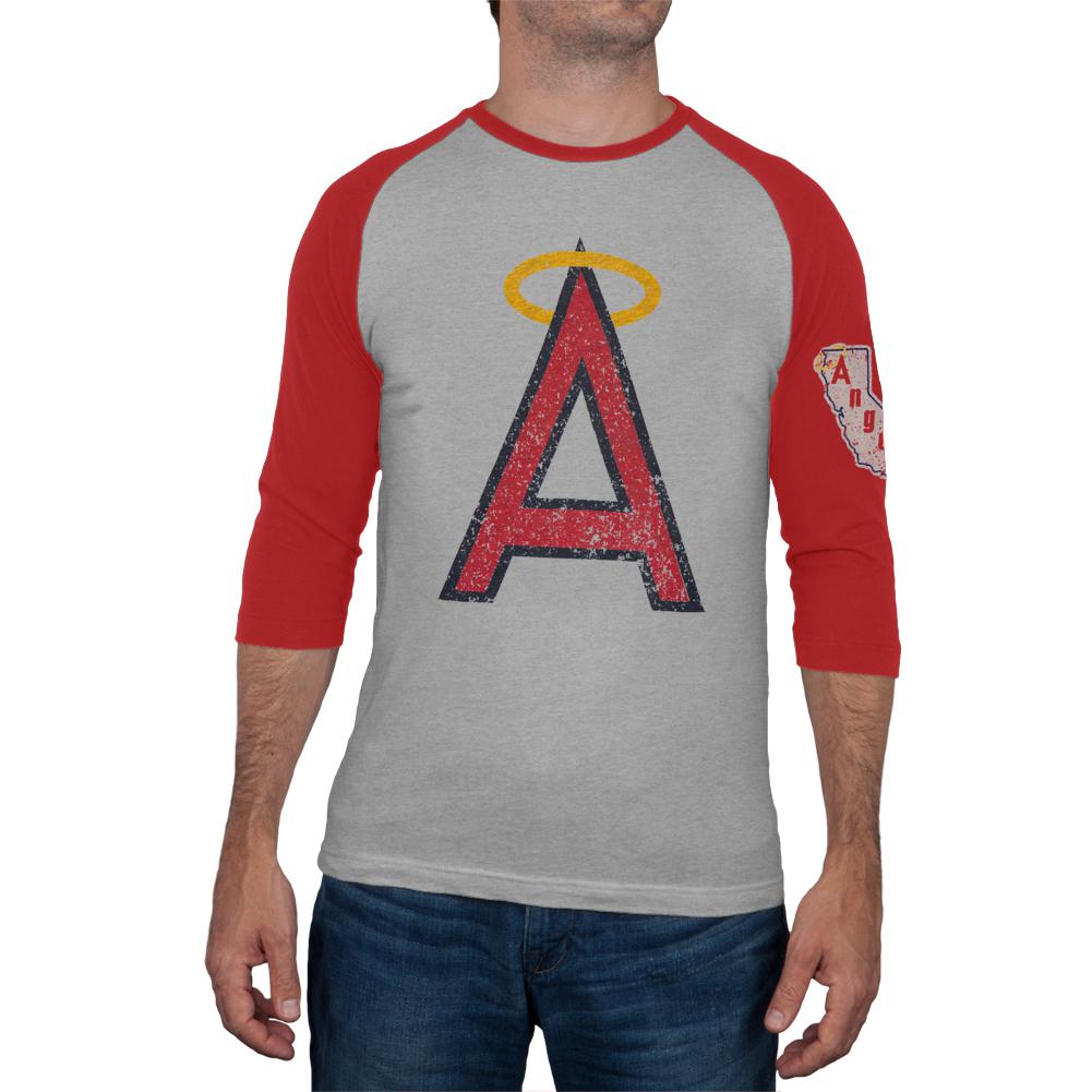 Los Angeles Angels - Logo Alliance Raglan Men's Raglans Los Angeles Angels of Anaheim 2XL Grey 